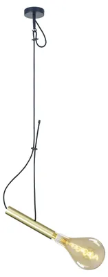 Produktbild von Pendelleuchte - Metallbaldachin "CORBATIN" inkl. Textilkabel H: 120cm, Hängelampe im Modern Style, ausMetall, Kunststoff und Textilmaterial in messing, 120 cm hoch, Maße 25 x 4,2 cm, E27-Fassung