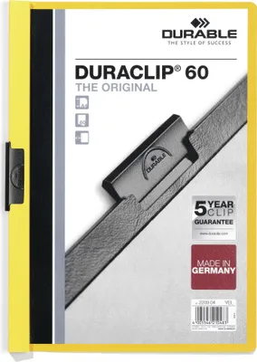 Obrázek produktu pro Durable DURACLIP 60, Žlutá, 60 listy, A4, 1 kusů, Německo