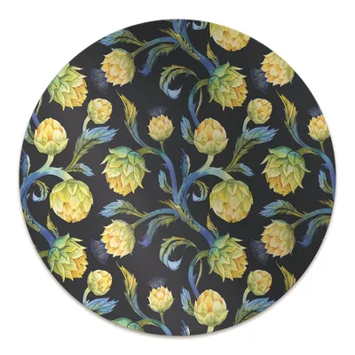 Produktbild von Rundmatte - Stuhlunterlage Bürostuhlunterlage - Rund Ø 100 cm - Bodenmatte - Fußmatte - Artischockenblumen.