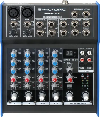 Produktbild von Pronomic M-602FX 6-Kanal Mischpult mit 100 Effekten, 2 XLR und 48 V