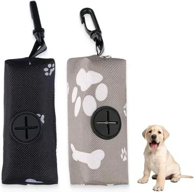 Image de 2 porte-sacs à crottes pour chiens - Porte-sacs à crottes universel avec crochet - Porte-sac pour laisse de chien - Sacs à crottes pour chiens - Distributeur de sacs à crottes pour animaux avec crochet