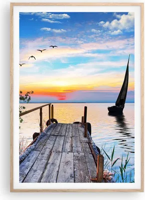 Produktbild von Gerahmtes Poster - Rahmen in heller Eiche - Brücke See - 70x100 cm - Wand Bild - Wanddeko - Wandbilder - Kunstposter - Wandposter - Bilderrahmen - Bilder - Kunstdruck - Wandbild - P2NPA70x100-4115