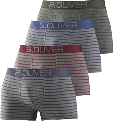 Produktbild von s.Oliver Boxer Boxershorts für Herren 4 -teilig grau-rot-gestreift / grau-blau-gestreift / grau-schwarz-gestreift  / grau-petrol-gestreift Größe L