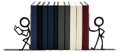 Buchstützen Figuren, 2 Stück, Metall, Schwarz, 18,3x16x2,5 cm
