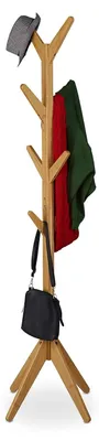 Imagen del producto de TRANKIELO® - Percha de pie de bambú - Estante para 8 abrigos - 181,5 x 53 x 53 cm