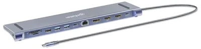 Zdjęcie produktu dla Manhattan 190305, Przewodowa, USB 3.2 Gen 1 (3.1 Gen 1) Type-C, 100 W, 10,100,1000 Mbit/s, Srebrny, MicroSD (TransFlash), SD