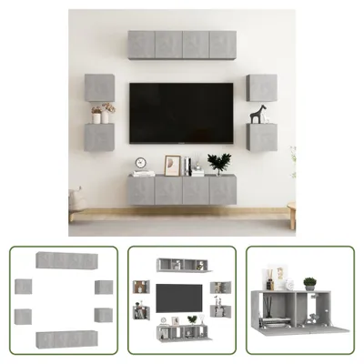 Produktbild von The Living Store 8-tlg. TV-Schrank-Set Betongrau Holzwerkstoff