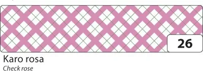 Produktbild von Folia Washi-Tape, Klebeband aus Reispapier, 15mm x 10m, 1 Rolle, Karo, rosa (1 Stück)