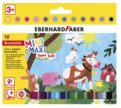 Produktbild von Eberhard Faber MiniMaxi 3in1, Gemischte Farben, 12 Stück(e)