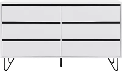 Produktbild von Kommode mit 6 Schubladen - MDF - Weiß und schwarz - ABUJA