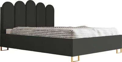 Produktbild von Schlafzimmer-Polsterbett MALAGA, Gepolstertem Kopfteil, Hochwertiger KRONOS Polsterstoff, Bettkasten mit Gasdruckfeder, Komfortable Betthöhe 39 cm, 140x200 cm Anthrazit
