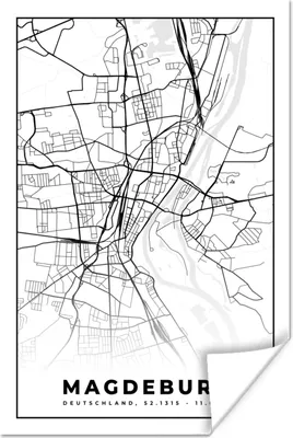 Produktbild von MuchoWow® Poster Karte - Stadtplan - Magdeburg - Karte 120x180 cm - Kunstposter