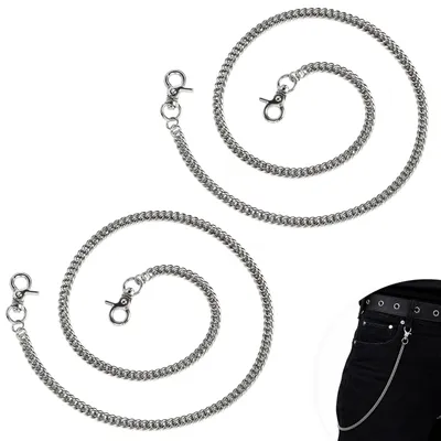 Hosenkette 2er-Set, 60 cm, silber, Schlüsselkette, Punk-Stil