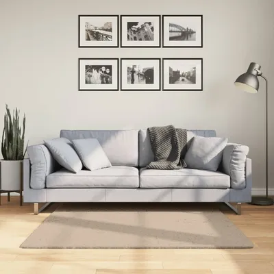 Produktbild von Teppich HUARTE Kurzflor Weich und Waschbar Sandfarben 120x120cm , Designerteppiche 2024 Neu