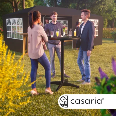 Produktbild von CASARIA® 2in1 Stehtisch höhenverstellbar 70-115cm Aluminium Edelstahl rund wetterfest Outdoor Indoor Camping Bistrotisch Balkonmöbel schwarz, Farbe:Schwarz