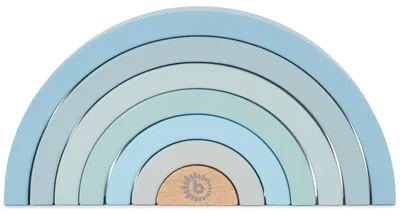 Produktbild von Bieco Holz Regenbogen Baby blau - Steckspiel Holz - Motorikspielzeug Holz Baby Regenbogen Holz groß - Regenbogen Bausteine Holz Holzregenbogen Regenbogen Stapelspiel Stapelregenbogen Regenbogen blau