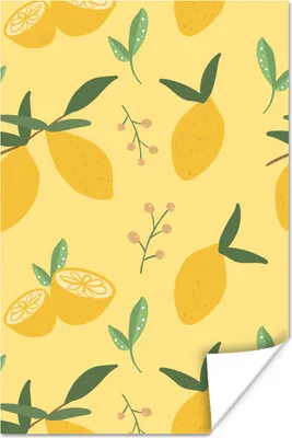 Produktbild von MuchoWow® Poster Zitronen - Früchte - Muster 80x120 cm - Papierdruck