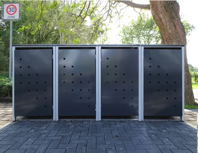 Produktbild von 4 Mülltonnenboxen Modell No.3 Anthrazitgrau für 120 Liter Mülltonnen