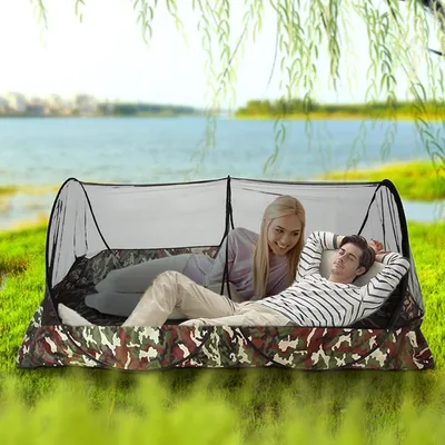 Produktbild von Multifunktionales Camping-Netzzelt mit Tragetasche – kompakt und leicht für Rucksacktouren, Wanderungen und Reisen