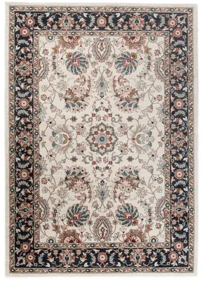 Produktbild von Teppich Wohnzimmer Schlafzimmer Kurzflor Design Klassisch Creme Schwarz  300 x 400 cm