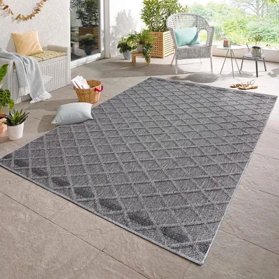 Produktbild von Carpetsale24 In & Outdoor Teppich Skandi Boho Stil Einfarbig Flachgewebe Wetterfest Wohnzimmer Balkon Terrasse Küchenteppich, Grösse: 80x150 cm