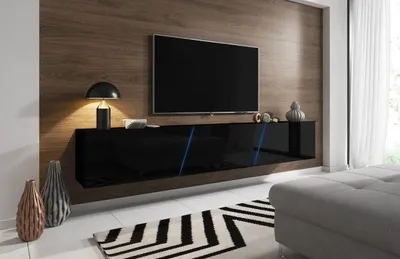 Image de Meuble TV à suspendre SLANT 240 avec LED RGB 240x40x35 cm-http://maisondelatendance.com/img/co/11.jpg-Noir-240 --http://maisondelatendance.com/img/co/11.jpg-