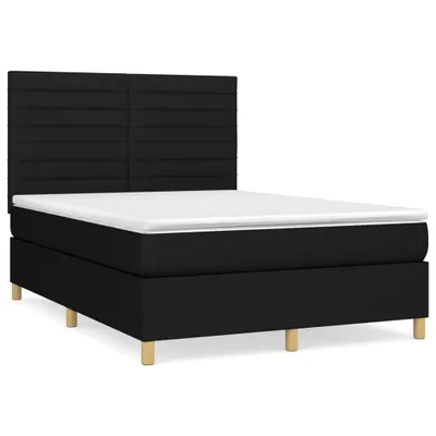 Zdjęcie produktu dla vidaXL Łóżko sprężynowe z materacem czarne 140x200 cm tkanina