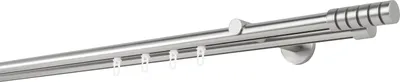 Produktbild von Gardinenstange Maß Innenlauf 20mm Rille 2-lauf Wand 12cm Farbe: Edelstahl-Optik, Größe: 380cm