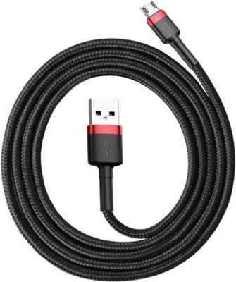 Produktbild von Baseus micro USB Datenkabel/Ladekabel, Nylon Geflochten schwarz / rot (3m)