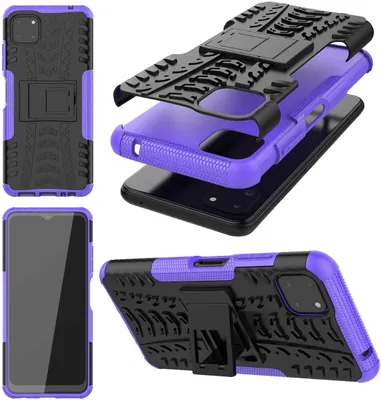Produktbild von Für Samsung Galaxy A22 5G Hybrid Case Outdoor Lila Handy Tasche Etuis Hülle Neu