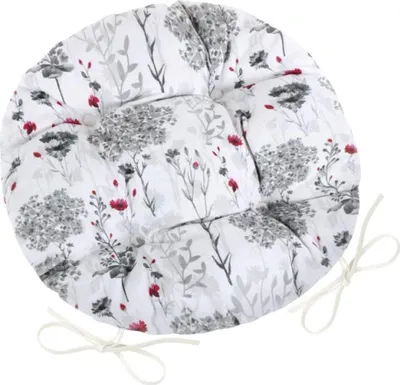 Produktbild von DITA rundes gestepptes Sitzkissen - Durchmesser 40 cm - Grau,Rot,Weiß