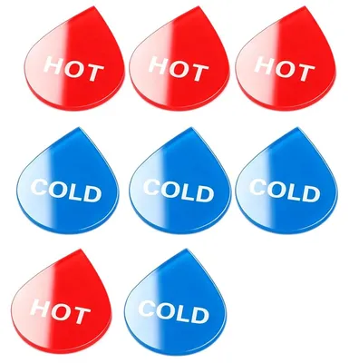 Warm-/Kaltwasser-Aufkleber, 5 Paar, Tropfenform, rot/blau, 35x45 mm