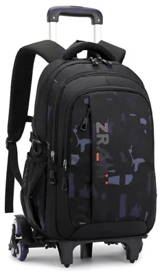 Immagine prodotto di Zaino da scuola con rotelle per ragazzi, zaino con ruote, 6 ruote, blu, 32x19x47 cm