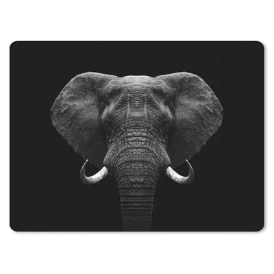 Produktbild von MuchoWow® Mauspad Mousepad Tiere - Elefant - Porträt - Schwarz - Weiß 40x30 cm - Mousepads - Maus Mat - Pad - Mausunterlage - Anti Rutsch