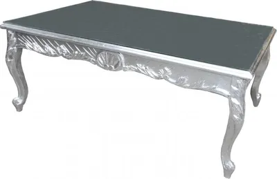 Produktbild von Casa Padrino Barock Couchtisch Silber Antik Look 120 x 80 cm - Luxus Wohnzimmertisch im Antik Stil