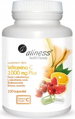 Productafbeelding van Aliness Vitamine C 1000mg Plus, 100 plantaardige capsules - Voor langdurig gebruik!