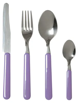 Besteckset 24-teilig Edelstahl lila 9x9x24 cm
