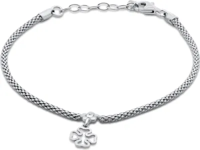 Produktbild von Neu Bling 9NB-1354 Silberarmband mit Kristallstein und Anhänger - Klee - 7.7mm - Popcorn Armband - 2mm Dicke - 16+3cm - Rhodium - Silber