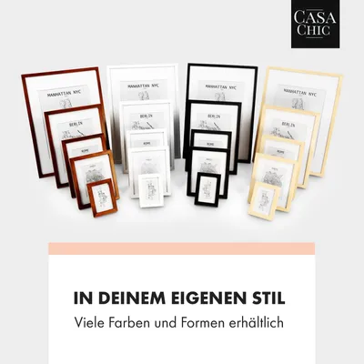 Produktbild von Casa Chic Bilderrahmen mit Passepartout, 32x24 cm Bilderrahmen für Urkunde & Collage, Bilderrahmen A4, Fotorahmen Stehend/Wandmontage, Rahmen für Vertikaler/Horizontaler Gebrauch, Holz Bilderrahmen