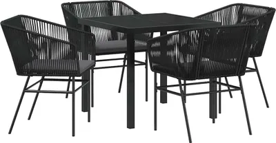 Immagine prodotto di vidaXL Set da pranzo da giardino 5 pezzi in acciaio verniciato a polvere nero