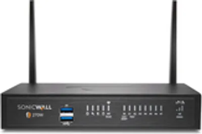 Obrázok produktu pre SonicWall TZ270W, 2 Gbit/s, 0,75 Gbit/s, 1000 Mbit/s, TCP/IP, UDP, ICMP, HTTP, HTTPS, IPSec, ISAKMP/IKE, SNMP, DHCP, PPPoE, L2TP, PPTP, RADIUS, Bezdrôtový, 1000 Mbit/s