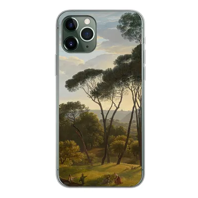 Produktbild von MuchoWow® Handyhülle Schutzhülle Hülle für iPhone 11 Pro Italienische Landschaft mit Zirbelkiefer - Gemälde von Hendrik Voogd Silikon Softcase Handy Hülle - Handy