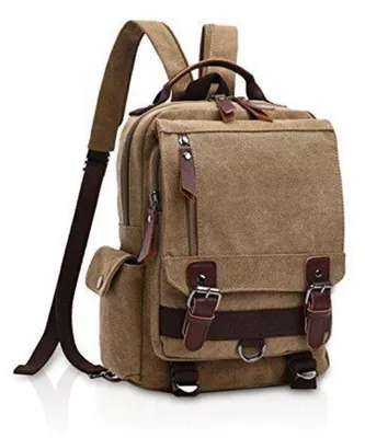 Produktbild von Brusttasche Sling Bag Herren Damen Leinwand Retro Khaki 29x11x33cm