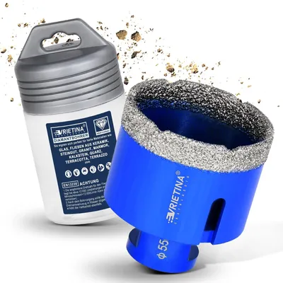 Zdjęcie produktu dla Wiertło diamentowe do płytek 55 mm M14 Wiertło diamentowe Wiertło do szkła Wiertło do wiercenia na mokro/sucho do szlifierki kątowej, diamentowa otwornica do płytek gresowych