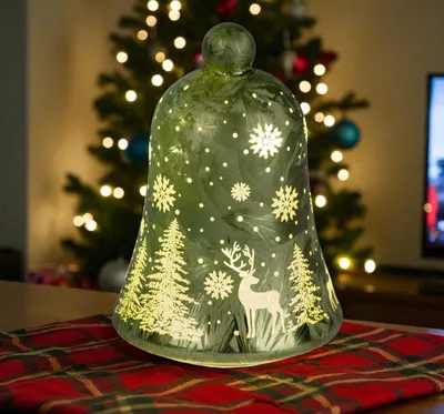 Produktbild von formano LED Deko Glocke Weihnachten Glasglocke 17cm mit Timer & warmweißem Licht