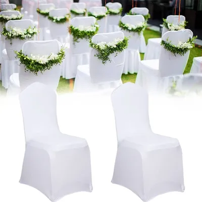 Produktbild von WISFOR 10 Stück Stuhlhusse Universal Stuhlhussen Stretch, Stuhl Husse Stuhlbezug Stuhlüberzug für Büro Hotel Bankett Hochzeit Party Dekoration, Weiß