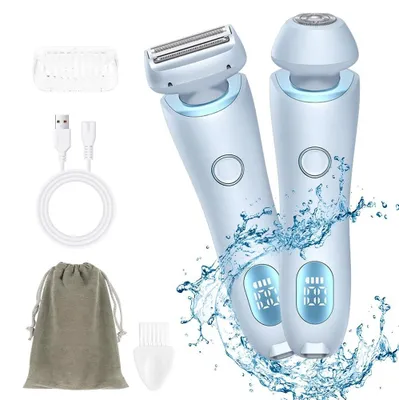 Produktbild von Rasierer Damen 2 in 1 Elektrischer Rasierer für Frauen Intimrasierer für Frauen mit IPX7 Wasserdicht Rasierer Wet und Dry Schmerzfreier Intimrasierer Blau