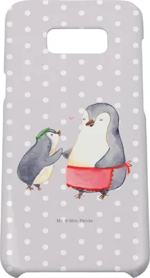 Produktbild von Mr. & Mrs. Panda Samsung Galaxy S8 plus Handyhülle  Pinguin mit Kind - Grau Pastell - Geschenk, Muttertag, Vorbild Mama, Hülle, Mutter, Familie, Handycover, Cover, Handy