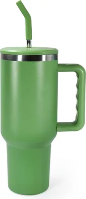 Produktbild von 40oz 1200ml Thermobecher mit Griff und Stroh, 304 Doppelwandiger Vakuum Edelstahl Tragbare Autobecher Reiseflasche, Kaffeebecher to go, Hält Getränke über Stunden heiß oder kalt