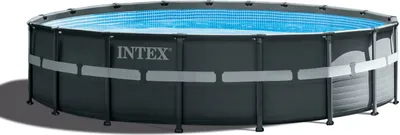 An above-ground swimming pool.